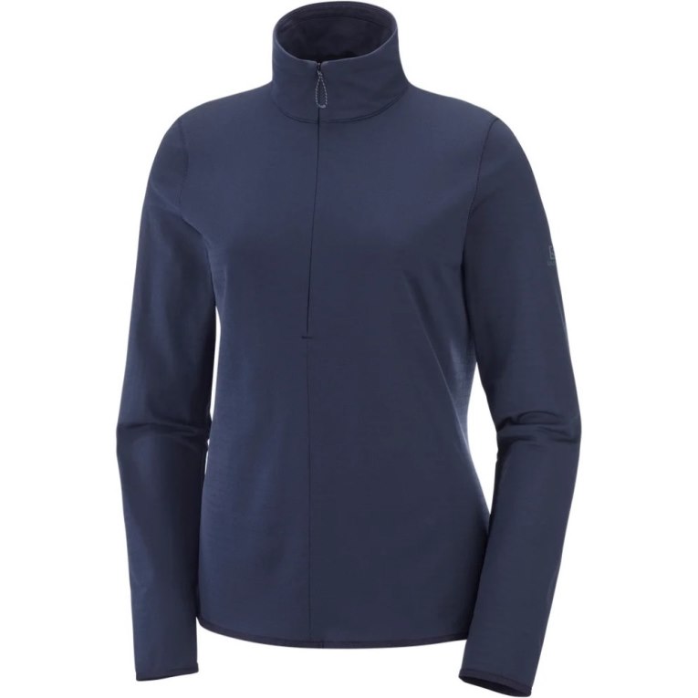 Casaco Salomon Essential Lightwarm Half Zip Feminino Azul Marinho | PT F15273